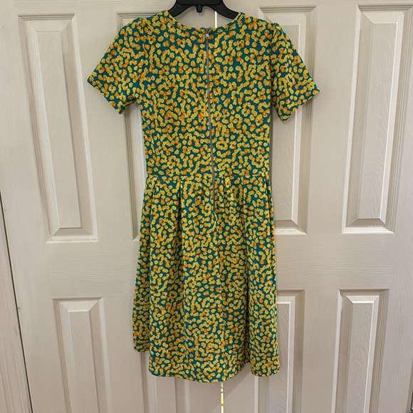 Yellow and green LuLaRoe fit and flare dress with pockets. Size small. - Picture 2 of 3